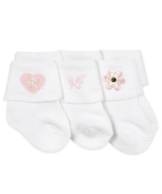 Baby Girl Applique Turn Cuff Socks