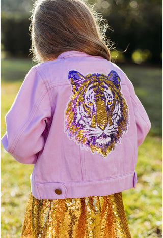 Tiger Face Lavender Denim Jacket