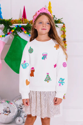 Lola and the Boys Sweet Holiday Patch Sweatshirt