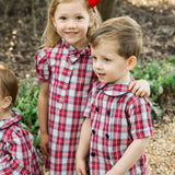 Bailey Boys Cranberry w/ Navy Cord Tia Tie Dress