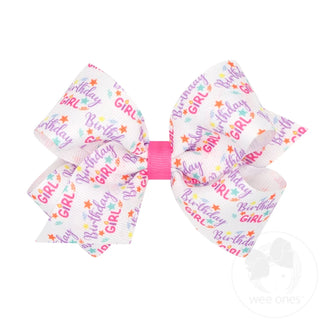 Wee Ones Birthday Girl Print Bow