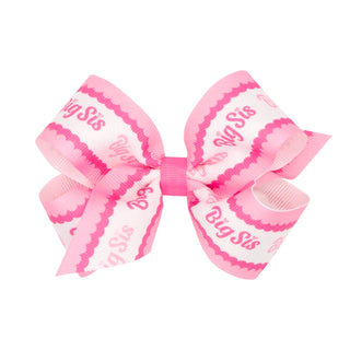 Wee Ones Printed Pink Big Sis/ Lil Sis Bow