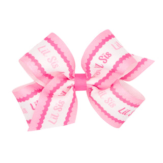 Wee Ones Printed Pink Big Sis/ Lil Sis Bow