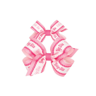 Wee Ones Printed Pink Big Sis/ Lil Sis Bow