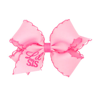 Wee Ones Pink Big Sis/ Lil Sis Embroidered Moonstitch Bow
