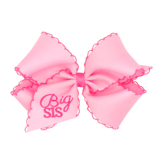 Wee Ones Pink Big Sis/ Lil Sis Embroidered Moonstitch Bow