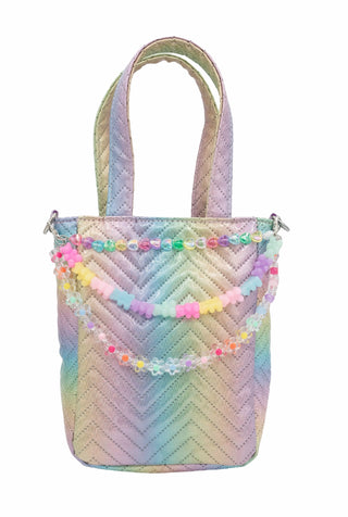 Bari Lynn Chevron Pastel 3 Link Charm Top Handle Bag