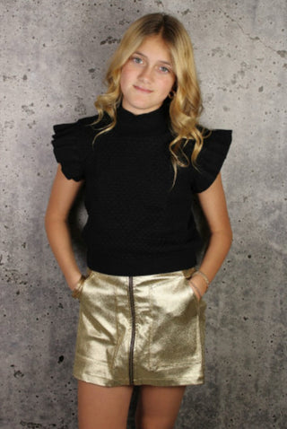 If/So Gold Metallic Faux Leather Skirt