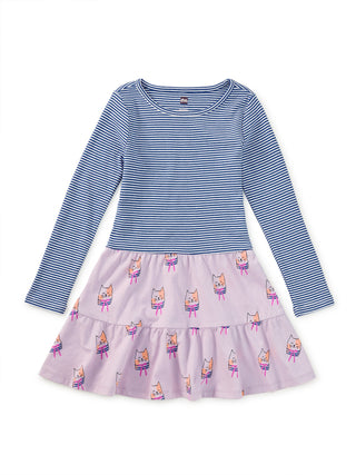 Tea Collection Tiered Skirted Twirl Dress- Bow Tie Cats