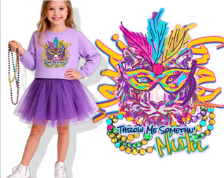 Sweet Lane Lavender Tiger Mardi Gras Graphic Sweatshirt