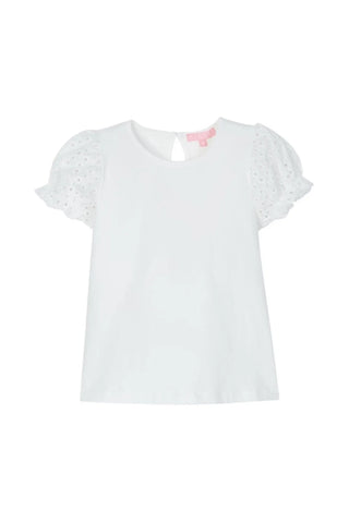 Bisby White Eyelet Contrast Top