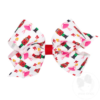 Wee Ones Nutcracker Print Christmas Hair Bow - Medium, additional view