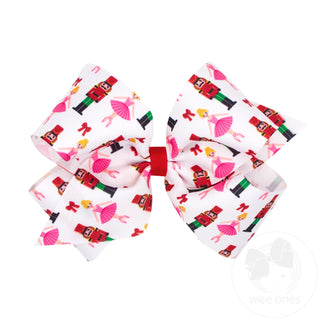 Wee Ones Nutcracker Print Christmas Hair Bow - King, additional view