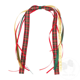 Wee Ones Christmas Plaid and Metallic Streamer Hair Clip