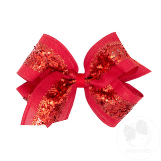 Wee Ones King Linen and Sequin Hair Bow - Red
