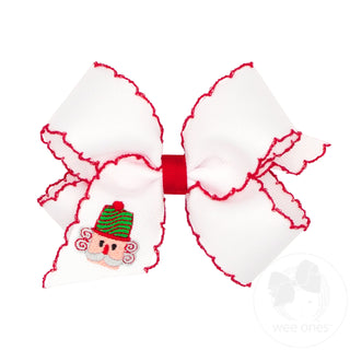 Wee Ones Moonstitch Christmas Embroidered Hair Bow - Medium Nutcracker