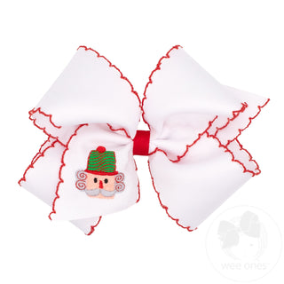 Wee Ones Moonstitch Christmas Embroidered Hair Bow - King Nutcracker