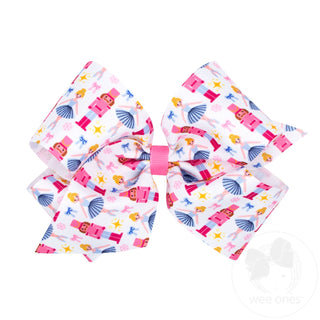 Wee Ones Pink Christmas Print Hair Bow - King Nutcracker