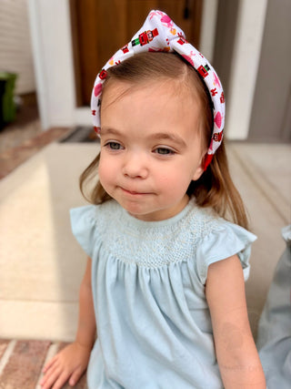 Wee Ones Pink Christmas Knot Headband - Nutcracker, worn