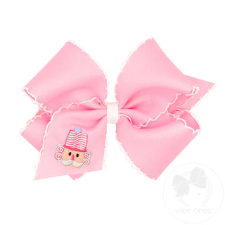 Wee Ones Moonstitch Pink Christmas Embroidered Hair Bow - King Nutcracker