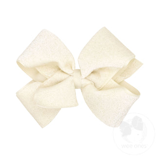 Wee Ones Sparkle Velvet and Grosgrain Underlay Hair Bow - King Antique White
