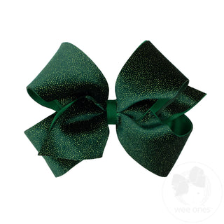 Wee Ones Sparkle Velvet and Grosgrain Underlay Hair Bow - King Forest Green