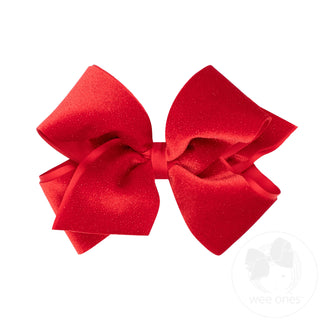 Wee Ones Sparkle Velvet and Grosgrain Underlay Hair Bow - King Red