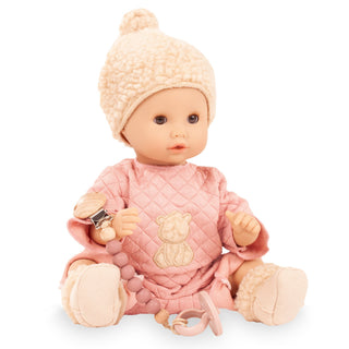 Götz Sleepy Aquini 13 inch baby doll in cozy bear outfit
