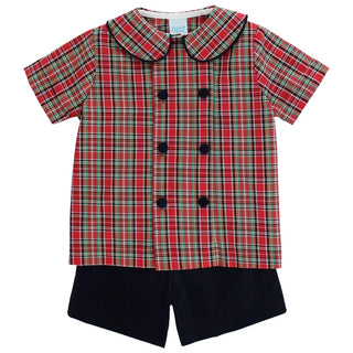 Bailey Boys Tartan w Navy Cord - Dressy Short Set