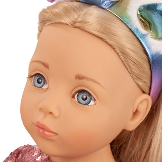 Close-up of Götz Anna Unicorn doll