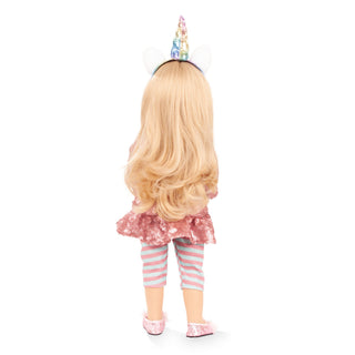 Back view of Götz Anna Unicorn doll