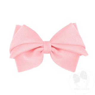 Wee Ones Tiny Grosgrain Pleated Hair Bow in Light Pink