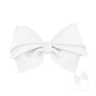 Wee Ones Tiny Grosgrain Pleated Hair Bow in White