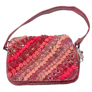 Bari Lynn Pink Quilted Full Charm Bag w/ Crossbody Strap