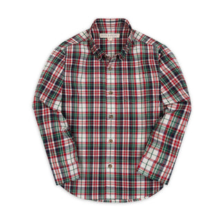 Hope & Henry organic stretch poplin shirt in Multi Holiday Tartan