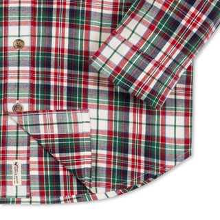 Hope & Henry Multi Holiday Tartan poplin shirt, side view