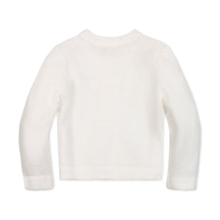 Soft White Tweed cropped scallop cardigan, side view