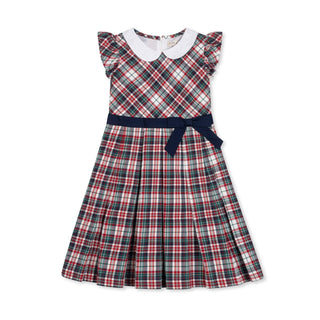 Hope & Henry organic Peter Pan collar party dress in Multi Holiday Tartan