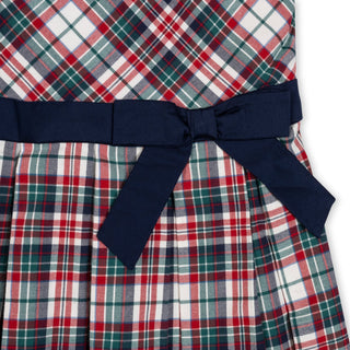 Multi Holiday Tartan Peter Pan collar party dress, back view