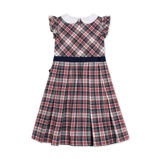 Multi Holiday Tartan Peter Pan collar party dress, detail view