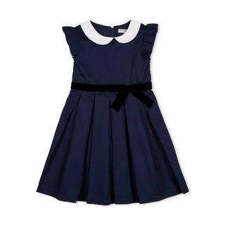 Hope & Henry organic Peter Pan collar party dress in navy