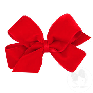Wee Ones Classic Velvet Hair Bow - Red, Medium