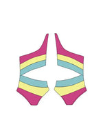 Limeapple One Shoulder Asymmetrical 1Pc Colorblock Swimsuit
