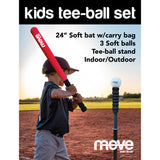 Kids T-Ball Set with 3 Soft Balls & Bat Indoor/Outdoor