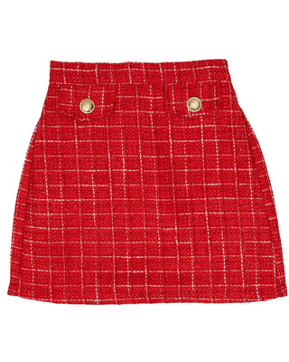 The Oaks Leah Red Tweed Plaid Skirt