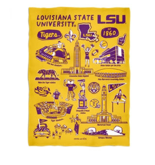Minky Blanket LSU Tigers Gold Hand Sketched