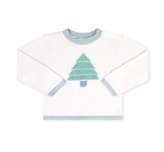 Cozy Up White Christmas Tree Sweater - Blue