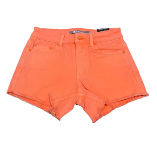 Tractr Frayed Denim Shorts - Neon Orange