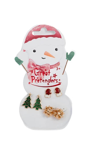 Great Pretenders 3Pk Boutique Chic Snowman Earrings