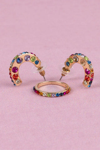 Great Pretenders Boutique Chic Rockin' Rhinestone Earrings & Ring Set